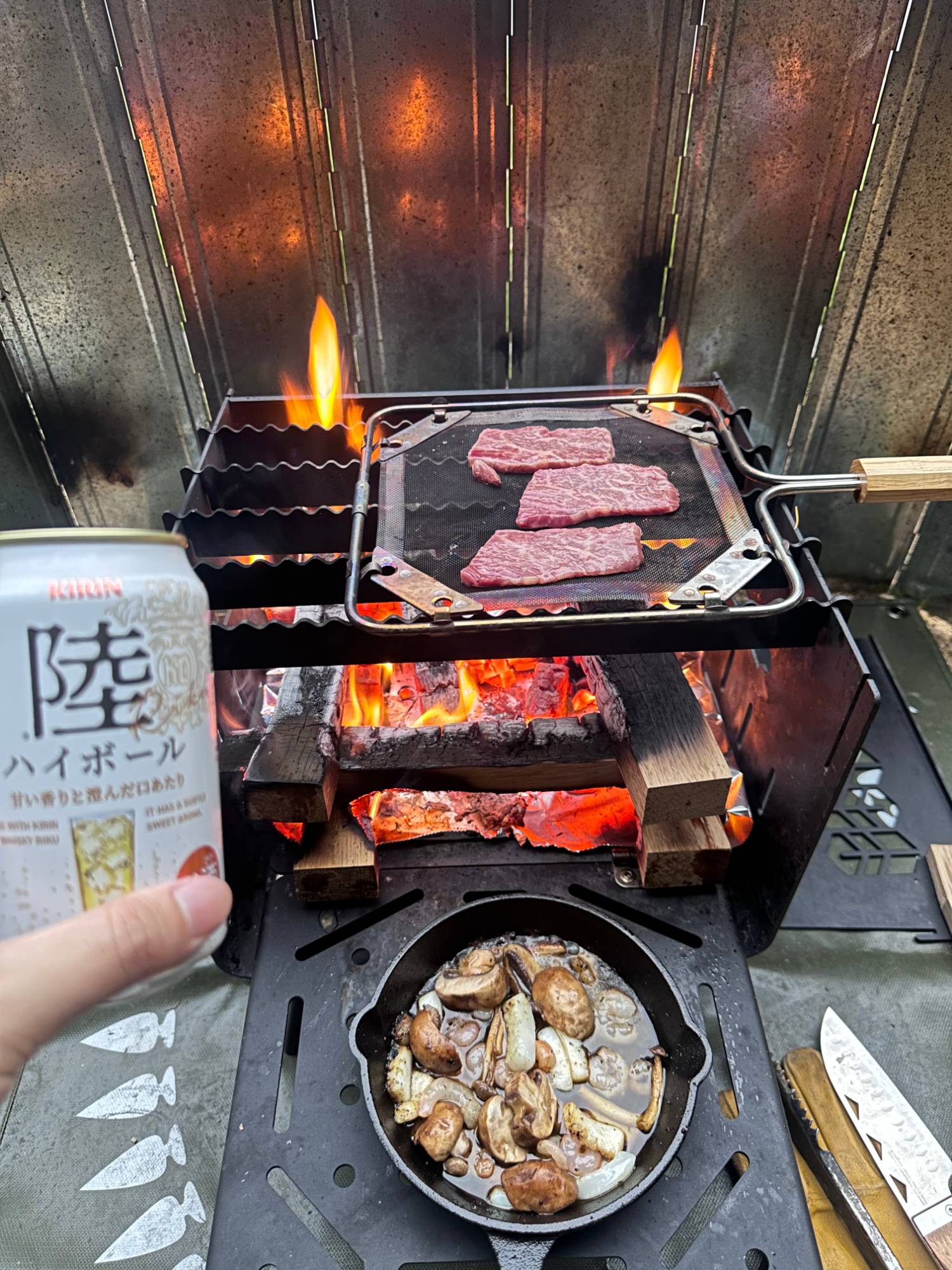 神戸牛×きのこアヒージョ×陸ハイボール